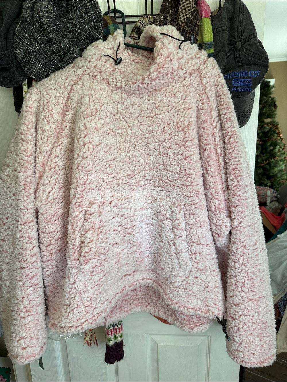 PINK Victoria's Secret Light Pink Sherpa Hoodie Pullover